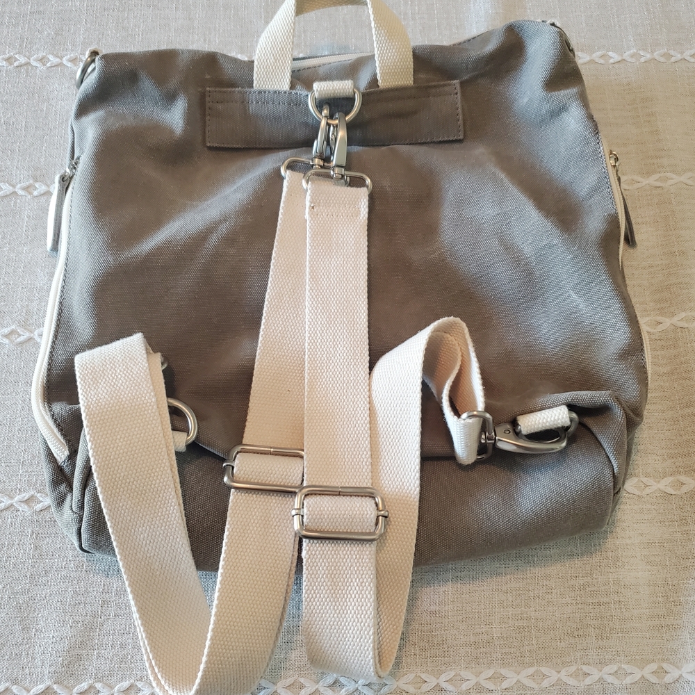 Canvas Backpack with Patterned Pocket - image 2